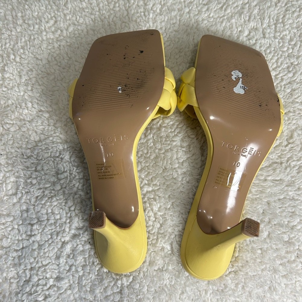 TORGEIS Maraca Open Toe Heels Yellow Braided Size 10 - Picture 8 of 15